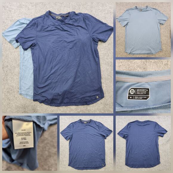 Mondetta Outdoor Project T Shirt Mens Medium Blue 2 Pack Performance Tee Lot NEW - Picture 1 of 14
